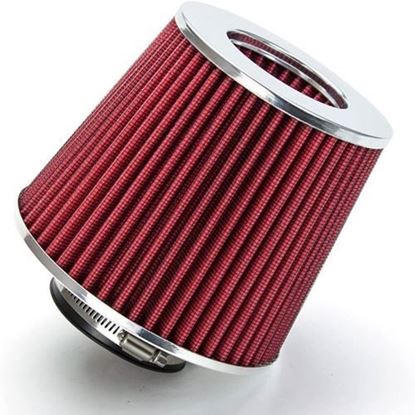 Picture of Universal High Flow DRY Cone Air Intake Turbo Filter Clean Washable Red