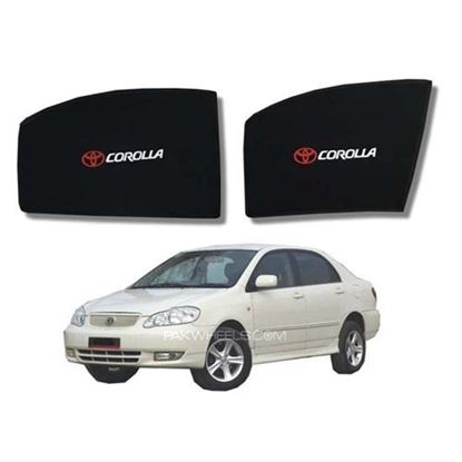 Picture of TOYOTA COROLLA 2003-08 SUN SHADES LOGO / WINDOW CURTAINS / BLINDS (DARK) BLACK 4PCS