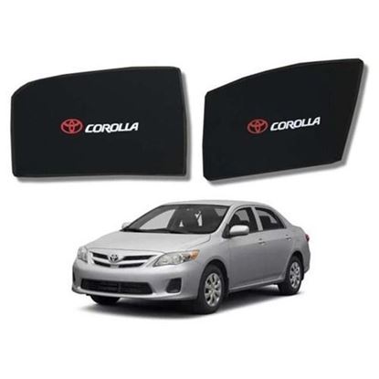 Picture of TOYOTA COROLLA 2009-12 SUN SHADES LOGO / WINDOW CURTAINS / BLINDS (DARK) BLACK 4PCS