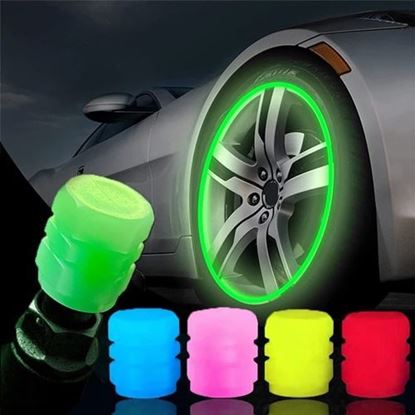 Picture of 4 Pcs Car Tire Valve Cap - Night Glowing Green