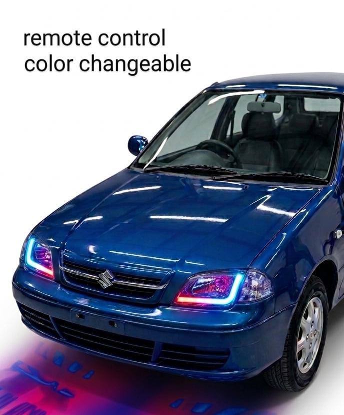 Suzuki Cultus Customized Front Headlights | RGB DRL | Remote Controlled | Pair