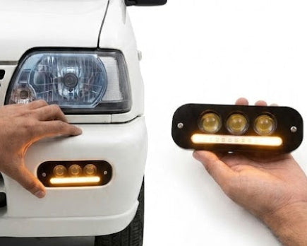 Mehran 3 Lens Ultra Bright LED Fog Lights with  Sequential Turn Indicators