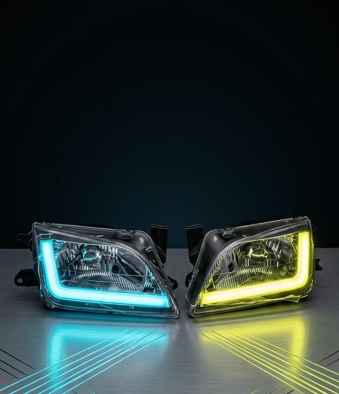 Suzuki Cultus Customized Front Headlights | RGB DRL | Remote Controlled | Pair