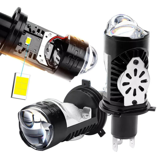 1PC H4 LED Lens Mini Bi Led Projector 70W Headlight Bulbs High Low Beam 6000K ( Single Piece)